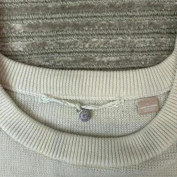 Knitted & knitted cold/off shoulder ruffle sleeve stripe cotton sweater top - Picture 6 of 6